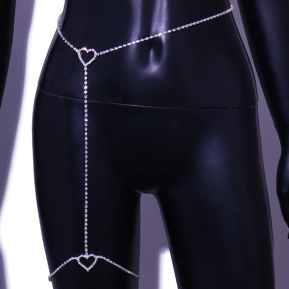 Simple Full Diamond Love Leg Chain Waist Chain