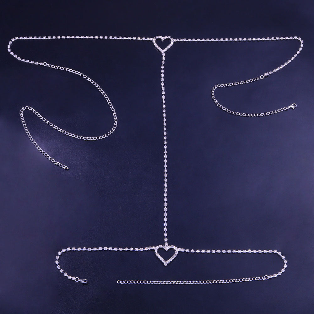 Simple Full Diamond Love Leg Chain Waist Chain