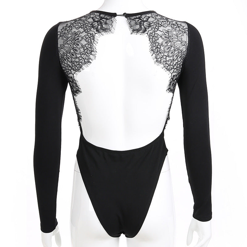 Shadow Lace Open-Back Bodysuit