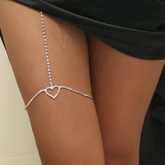 Simple Full Diamond Love Leg Chain Waist Chain