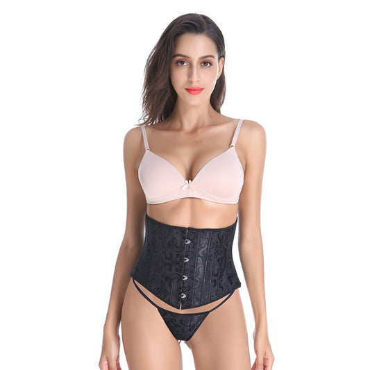 Corset Vest Inner Wear Court Waist Belt Clip Four Buckle Waist Girdling Belly Contraction Jacquard Steel Rib