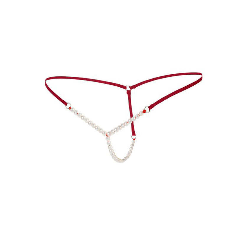 New Women's Ultra-fine Sexy Hot Underwear Pearl Massage T-back